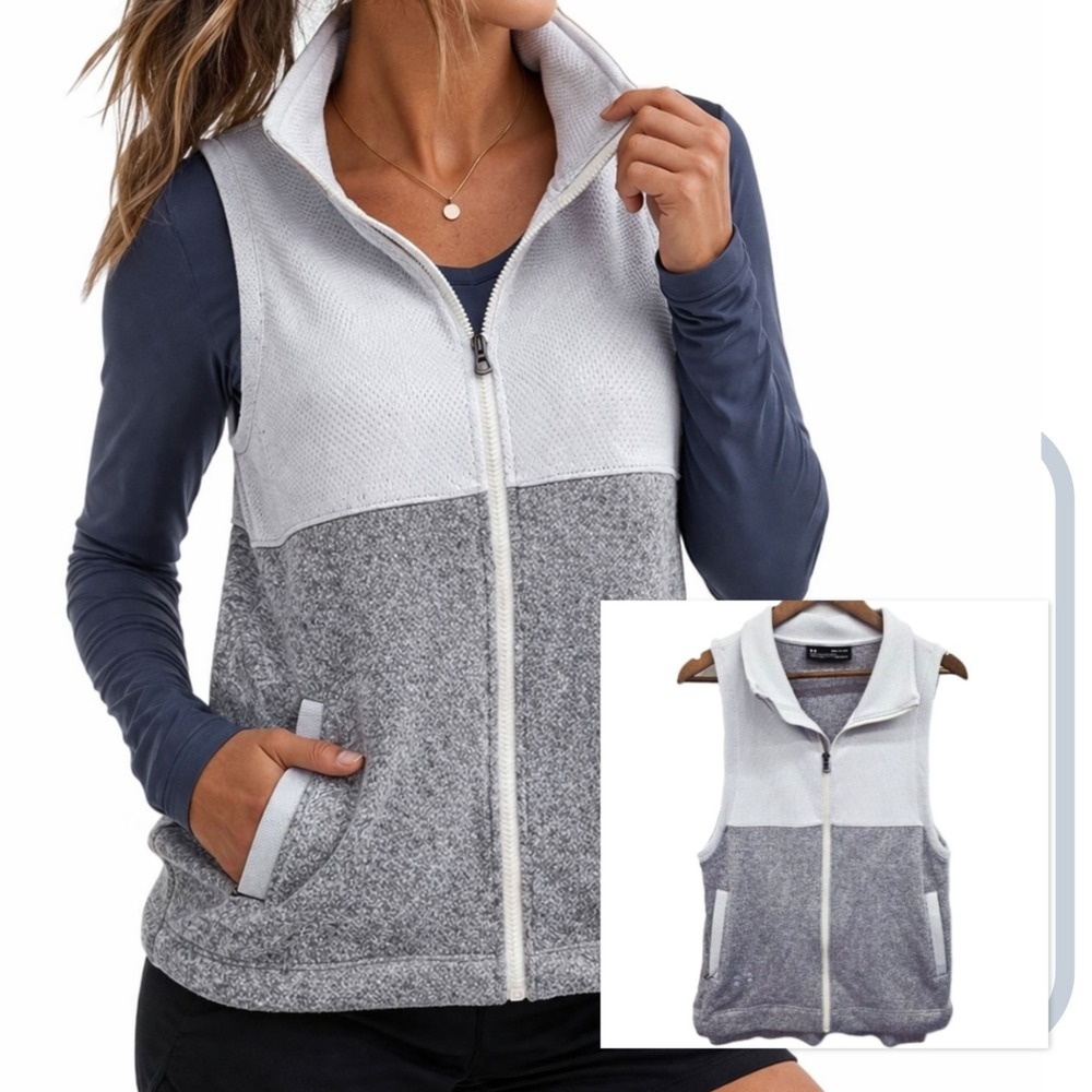 Under Armour ColdGear Fleece Vest Full Zip‎ Sleeveless Stretch Athletic S